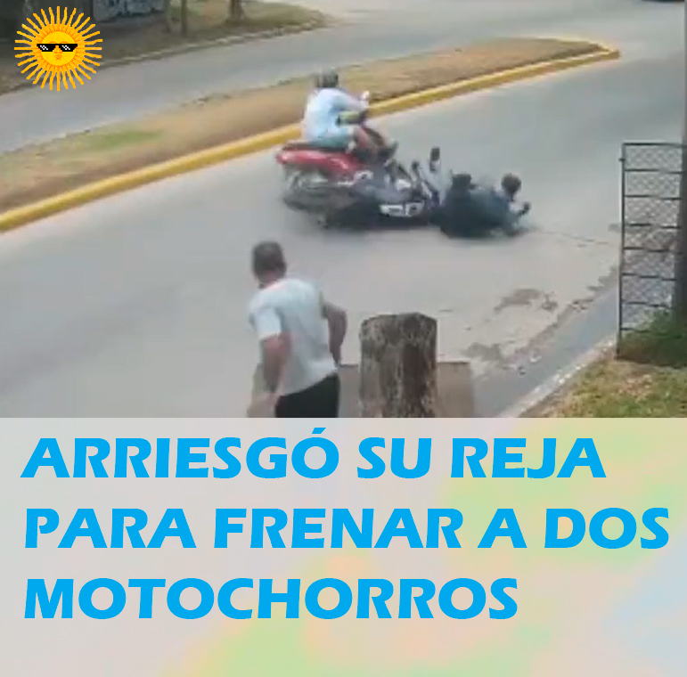 UN VECINO ARRIESGO SU REJA PARA FRENAR A DOS&nbsp;MOTOCHORROS