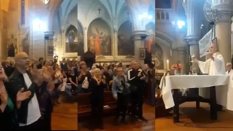 Misa en la Iglesia de Santa Cruz incluye consignas contra Javier&nbsp;Milei